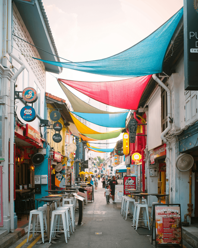 alt="Plan for a lively street scene in Singapore.